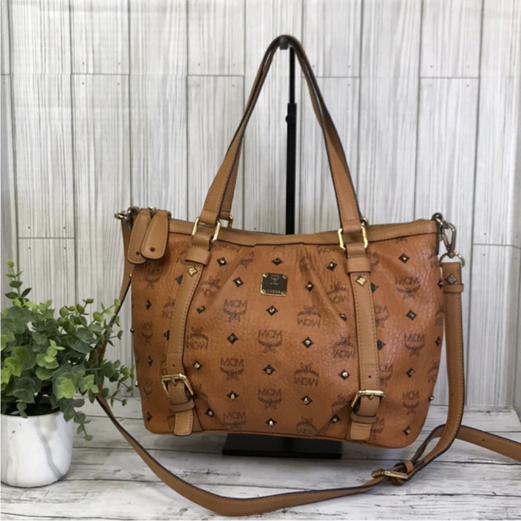 Mcm Rare Toni Studded Women's Bag W/ Crossbody Strap